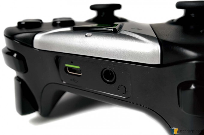NVIDIA SHIELD Android TV - Behind The Gamepad Showing USB and Audio Ports