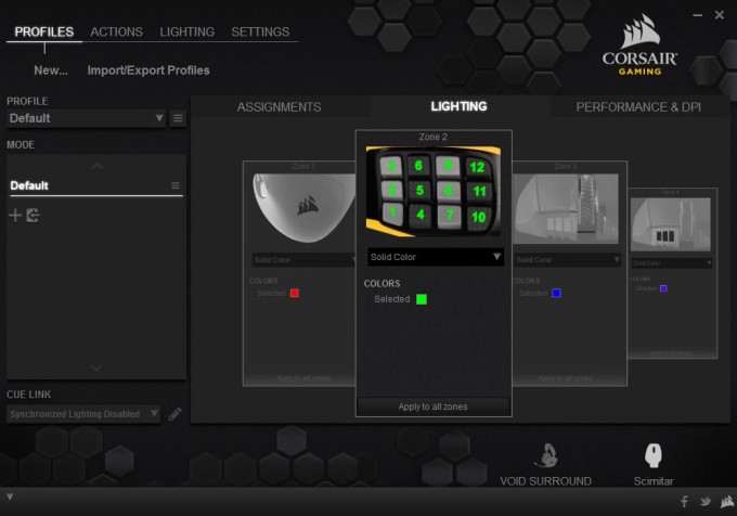 Corsair Scimitar RGB CUE Software 03 - Lighting Modes