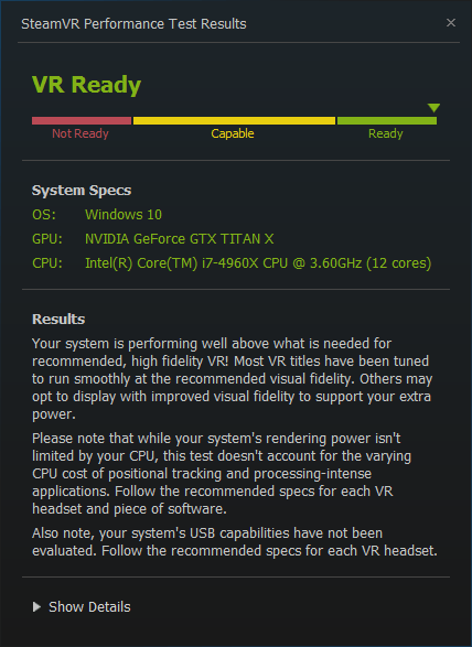 SteamVR Performance Test Results