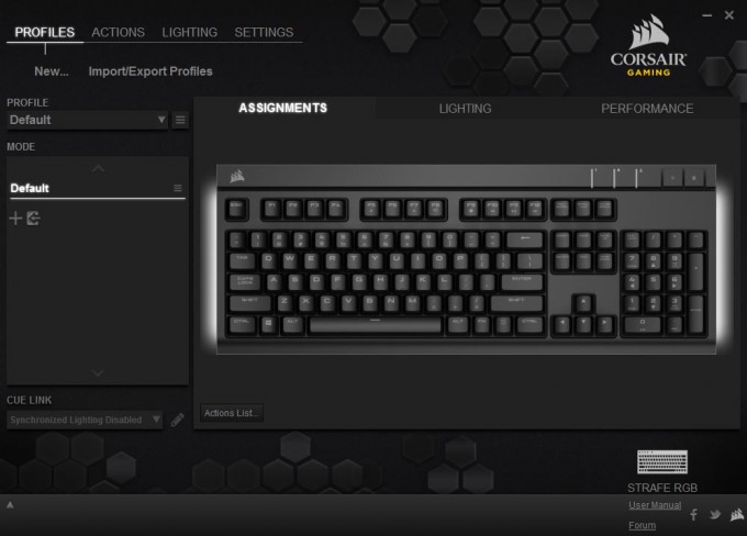 Corsair Strafe RGB Silent Keyboard Screen Cap (1) Main Interface