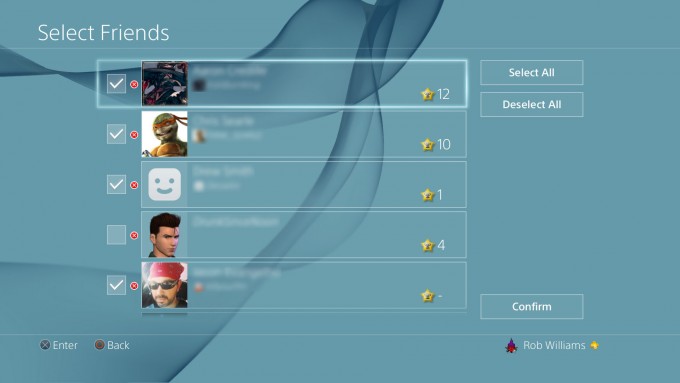 PlayStation 4 Friend Logon Notification Selections