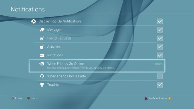 PlayStation 4 Friend Logon Notifications