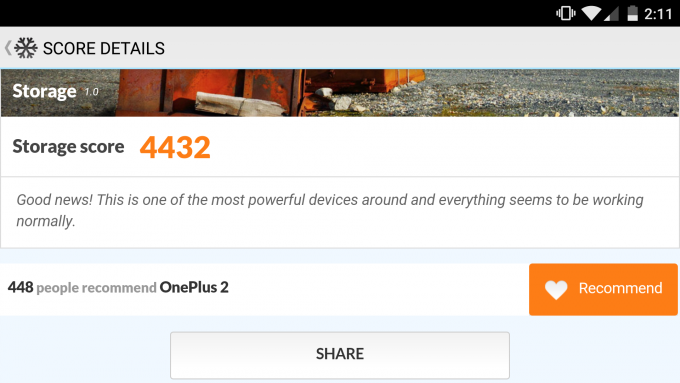 PCMark Storage Test - OnePlus 2 Result