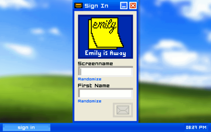 Emily is Here - Login Screen
