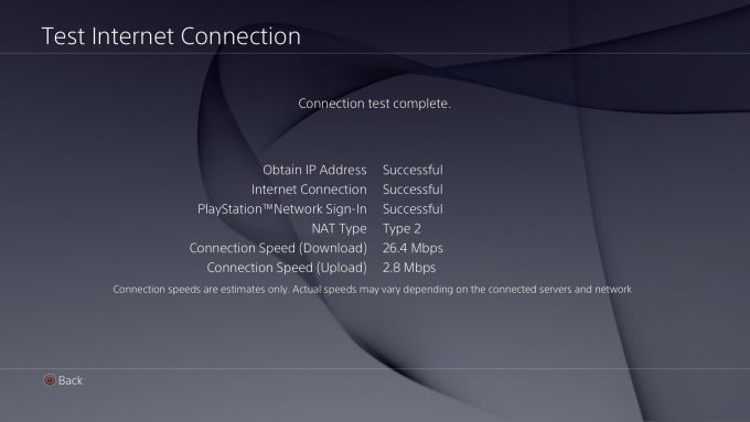 PlayStation 4 - Network Test