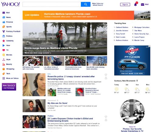 Yahoo Canada Homepage