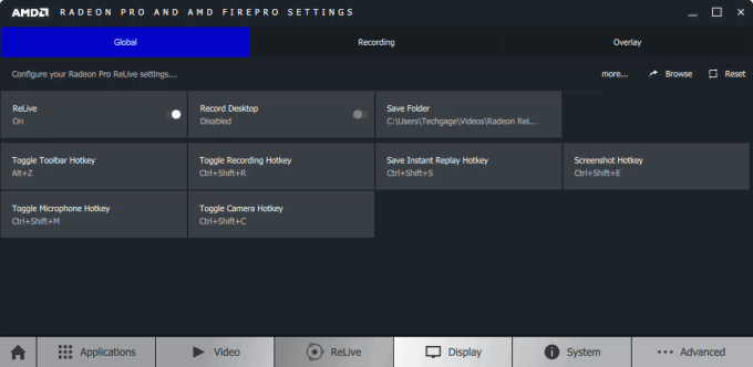 AMD Radeon Pro Driver - ReLive Settings