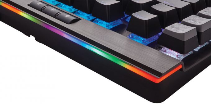 Corsair K95 RGB Platinum Keyboard LightEdge Close-Up
