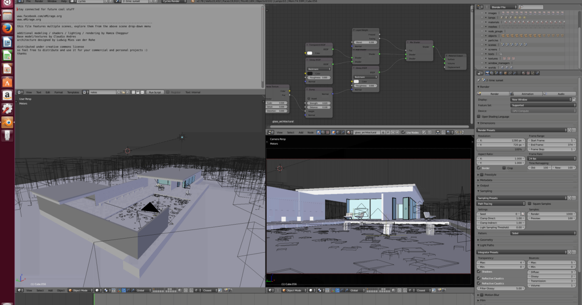 Blender Barcelona Pavillon (Linux) Techgage