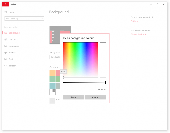 Windows 10 Creators Update Custom Background Color