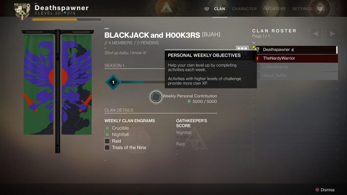 Destiny 2 - Clan Screen