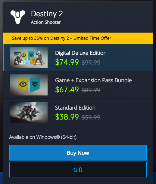 Destiny 2 - Cyber Monday Sale