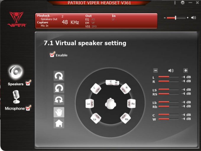 Patriot V361 Software - 7.1 Speaker Setup