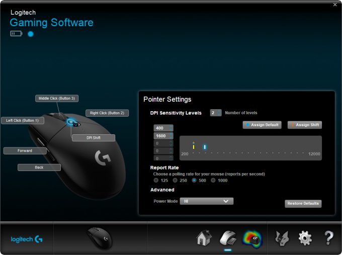 Logitech G306 LIGHTSPEED Wireless Gaming Software DPI