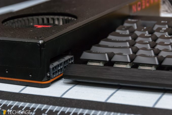 Corsair K70 RGB MK2 Low-Profile Mechanical Keyboard - Height Comparison to Radeon RX Vega 64