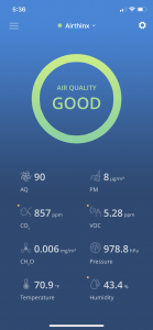 Techgage Airthinx Review App UI Good Air Example