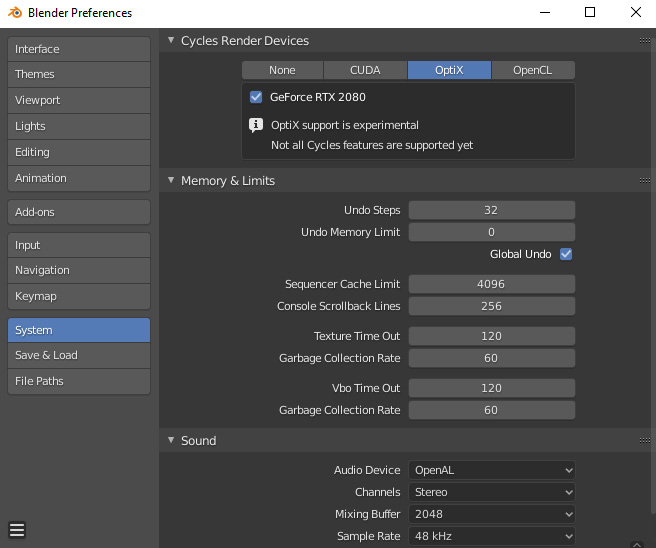 Blender 2.81 Alpha Enable OptiX In Preferences