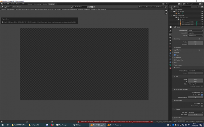 Blender 2.81 Optix Spring Failed Render (Lack Of Memory)