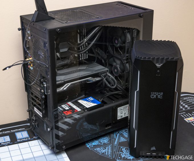 Corsair ONE i164 PC & Techgage 9900K + 2080 Ti PC Size Difference
