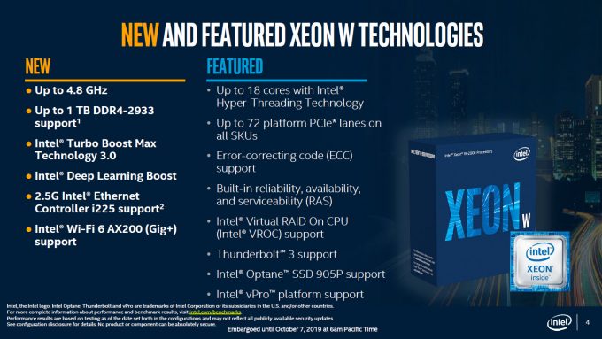 Intel Xeon W Features