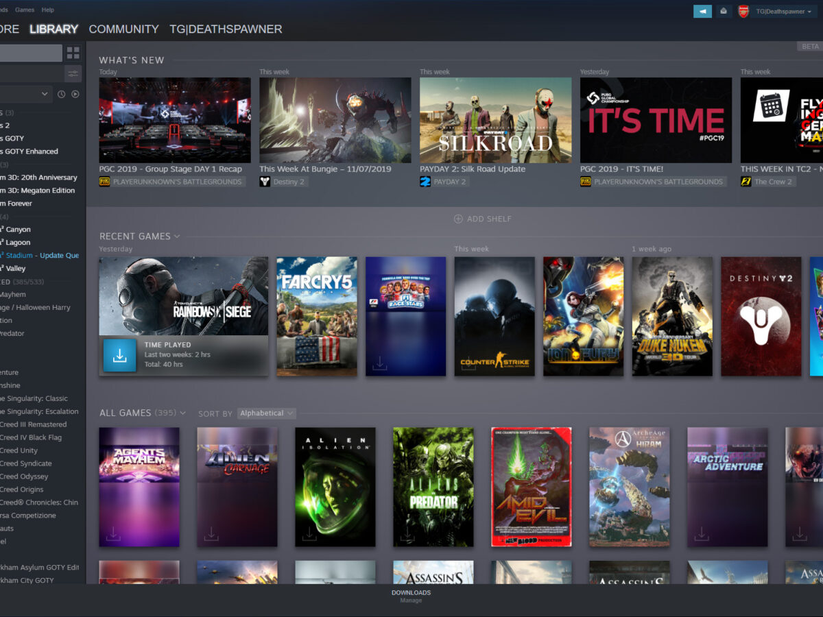 Steam Client Beta includes revamped downloads page, storage