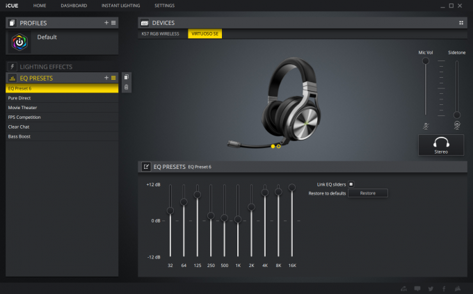 Corsair Virtuoso RGB Wireless SE iCUE EQ