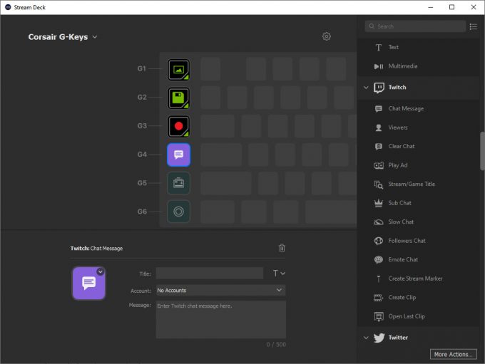 Elgato Stream Deck Software with Corsair K95 - Main Screen