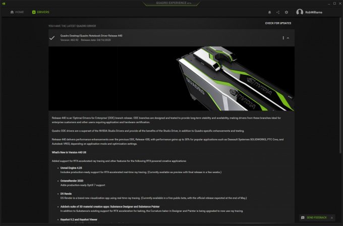 NVIDIA Quadro Experience - Checking Drivers