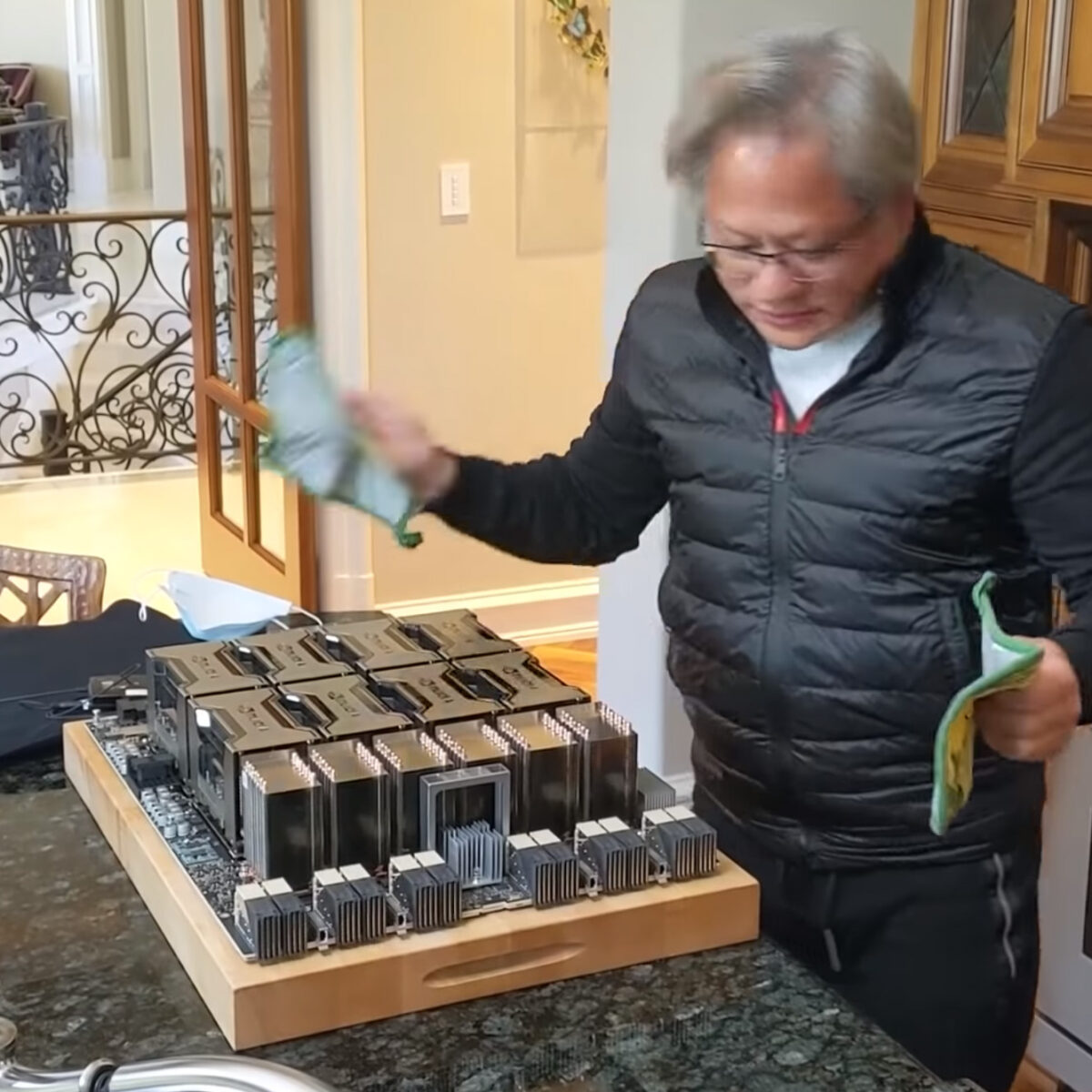 NVIDIA's Jensen Huang With World's Largest Graphics Card
