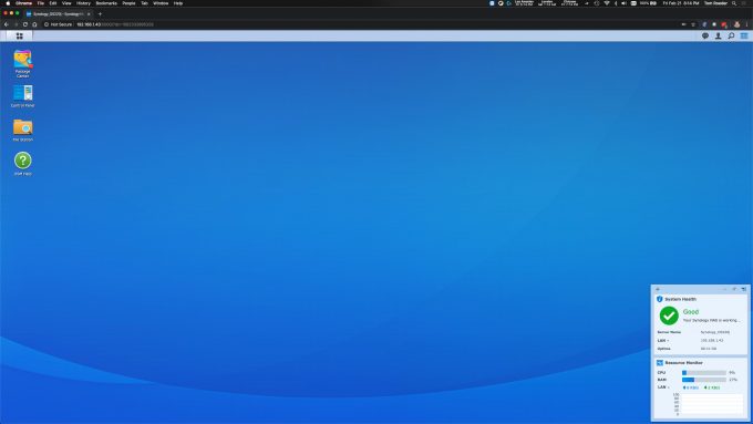 Synology DS220j and DS420j Screen Shot Main Dashboard