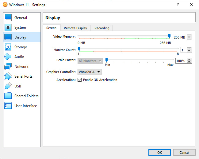 Oracle VirtualBox - Resolution Settings