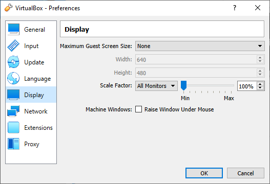 VirtualBox - Setting Resolution Allowance