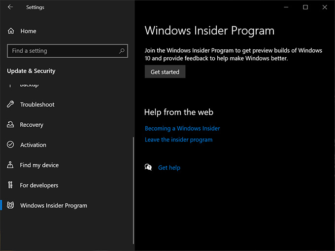 Windows Insider Preview - Opting-in