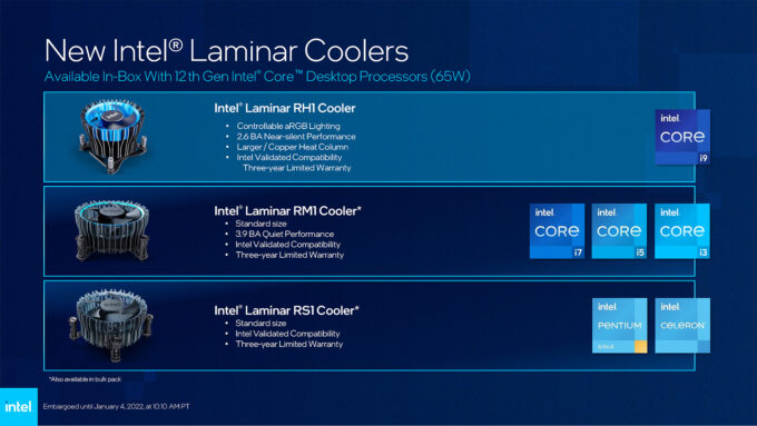 Intel Laminar CPU Coolers
