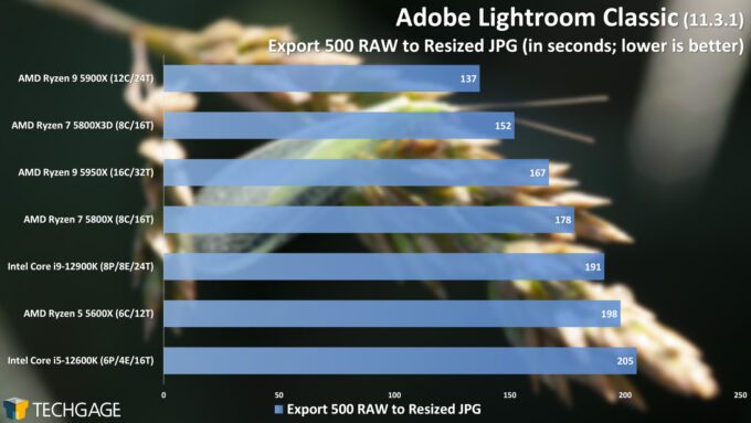 Adobe Lightroom Classic - RAW to JPEG Export Performance (AMD Ryzen 7 5800X3D)